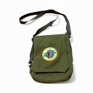 Olive Green Canvas Messenger Bag with big foot patch